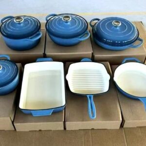 Enamel Cast iron cookware cooking pots casserole set Blue 11pcs
